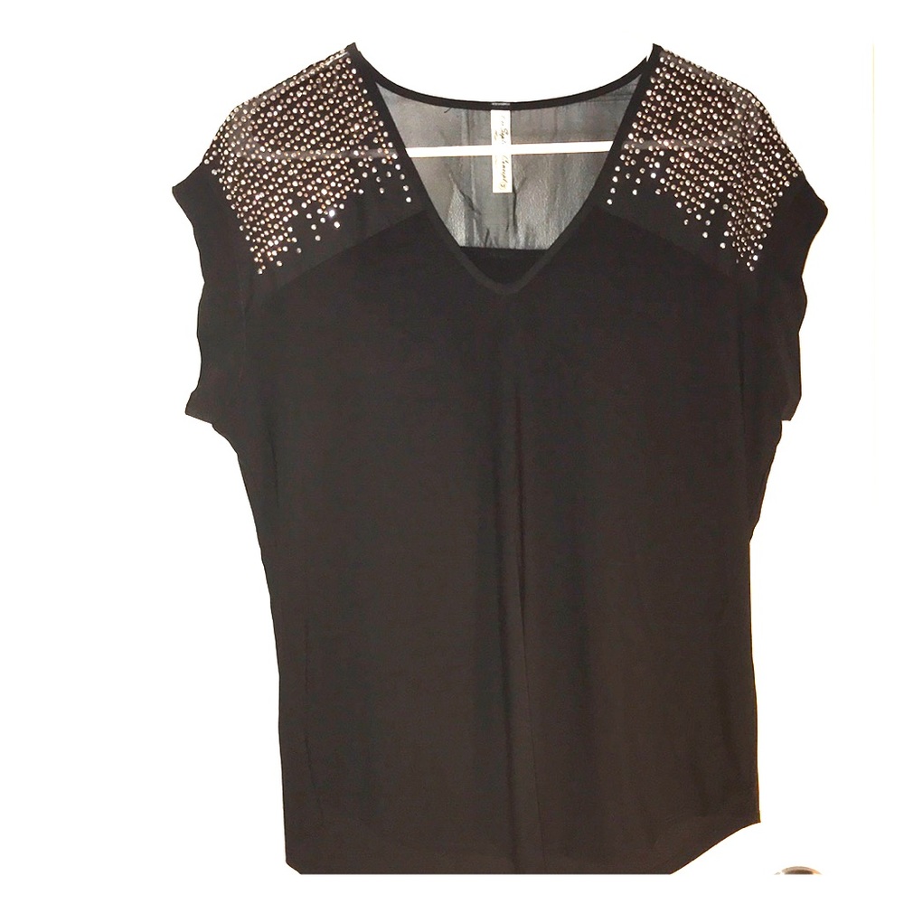 Black Blouse with Pink and Silver Studs